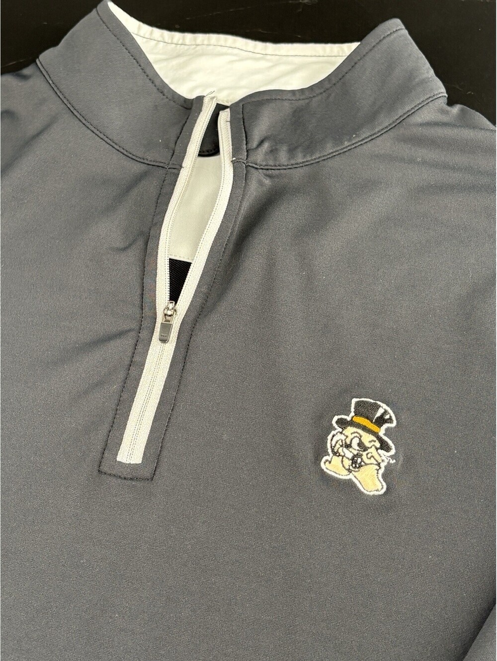 Peter Millar Wake Forest Demon Deacons Quarter Zip Men's L Black